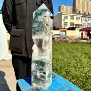 9.9LB Natural Moss Agate Tower Drusy Obelisk Crystal Point Healing Reiki