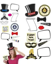 12 New Year Photo Fun Signs Decorations Props Clock Hat Eve Party Celebration