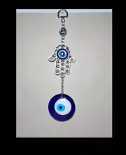 Hamsa Hand Turkish Greek Blue Evil Eye Hanger Suncatcher Charm Protection