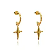 Culturesse Niko Vermeil Sterling Silver Cross Dainty Earrings 18 K Gold
