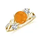 Fire Opal Stone Moissanite 925 Sterling Silver Solitaire Gold Infinity Ring