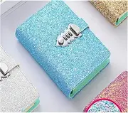 GDPKIALSLZ, Notebook Sequin PU Cover Planner Binder Spiral Notebooks Stationery Journals Password Agenda Diary With Lock Note Book For School(Sky Blue)