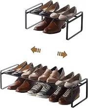 Yamazaki Home Adjustable Shoe Rack-Spacesaving Storage Solution, One Size, Black