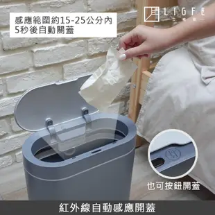 立格扉Ligfe 防水感應垃圾桶 8L IPX5防水等級 白/灰兩色 智能感應 小型垃圾桶