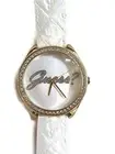 New Authentic GUESS Guess Ladies White Leather Embossed strap Watch U0570L1 NWT