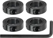 uxcell Bore 28 mm Single Split Shaft Collar 48 mm OD 15 mm Thickness Carbon Steel Locking Collar Clamp Style with Set Screw & Hex Wrench for Machine Tools Industry (Black, Pack of 4)