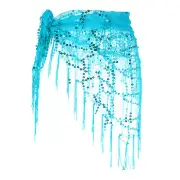 Belly Dance Hip Scarf Sequin Triangle Wrap Skirts(Light Blue)