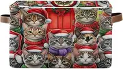 Cute Cats Christmas Shelf Storage Basket, Decorative Rectangle Nursery Room Storage, Set of 2