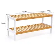 Smartlink 2 tier Natural solid wooden shoe rack cabinet storage Organiser Stand Shelf