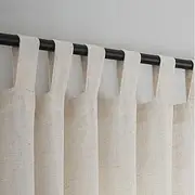 [VOILYBIRD] Natural Linen Semi Sheer Curtains Tab Top Light Filtering Elegant Curtains & Drapes for Living Room 52 x 84 Inch Length, Set of 2 Panels