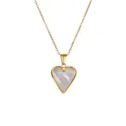 Nevenka Ladies Heart Necklace Gold Plated Paperclip Chain Valentines Day Gift-White