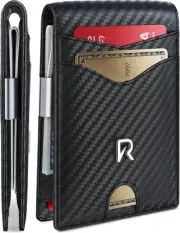 Slim Wallet for Men with Money Clip, RFID Blocking Mens Wallet, Minimalist Credi
