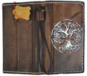 Genuine Leather case for Iphone 14 13 12 15 16 Pro Max Wallet 8 plus Tree Art 11