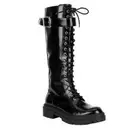 NWT GB Sky-Scraper Vegan Patent Lug Sole Platform Lace-Up Tall Boots 9.5