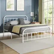 ALFORDSON Metal Bed Frame Queen Double King Single Mattress Base Platform White