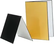 AsrMyjcx 2 Pieces Light Reflectors Photography Cardboard Foldable, Multifunctional, 360° Rotation Light Diffuser Boards for Still Life, Black White Gold, A4