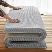 Japanese Floor Mattress,Futon Mattress Japanese, Japanese Floor Mattress Twin,Roll Up Memory Foam Japanese Futon Mattress Floor Sleeping Mat,4Cm Foldable Sleeping Pad,(Gray,Twin(90x200cm))