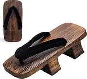 [GHYUB] Men Home Open Toe Indoor Slippers,flip Flop Sandals,Beach Flip Flops Men,Classic Fashion Mens Cosplay Geta Clogs Slippers (Color : Black, Size : 44/46 EU)