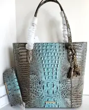 Brahmin Abigail Tote Bluebell Ombre Leather Shoulder Bag+Wallet+Tassel NWT*HTF