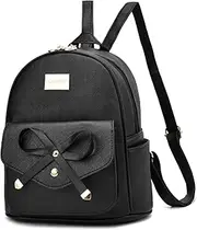 [LCFUN] Cute Mini Leather Backpack Fashion Small Daypacks Purse for Girls and Women, Black, Small, Daypack Backpacks