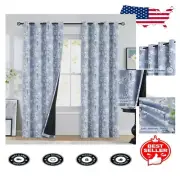 90" Thermal Blackout Floral Drapes for Bedroom & Living Room - Set of 2 Panels