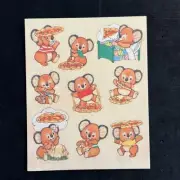 Vtg 80’s Gibson Smell-o-rific Scratch & Sniff Koala Bear Sticker Sheet - PIZZA -