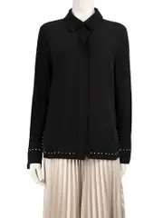 Black Silk Crystal Embellished Shirt