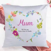 Flower Heart Personalised Cushion