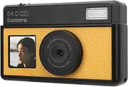 4K Digital Camera for Photography, 18X Zoom Retro Video Camcorder with 2.8 Inch Screen, 68MP Autofocus Travel Camera with Multiple Filters and LED Fill Light (Yellow Black)