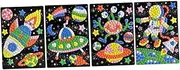 JOINPAYA 4pcs DIY Mosaic Sticker Diamonds Craft Supplies Astronaut Spaceship Alien UFO Enhance Creativity Hand Eye Coordination Fun Learning