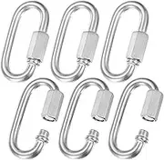 uxcell 6-Pack Quick Chain Link Connector, M8 5/16 304 Stainless Steel D-Shape Locking Repair Chain Links for Swing/Camping/Hiking/Backpack, Twist Key Ring Screw Chain Link [Silver]