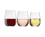 Argon Tableware 18 Piece Corto Stemless Wine Glasses Set - Modern Style Glass Tumblers for Red, White Wine, Water