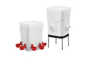 Chicken Bird Feeder Waterer Set Auto Food Water Dispenser Automatic Chick Poultry Chook Drinker Cup Gravity Fed Feeding Drinking System 20L with Stand