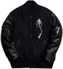 Lettermen Bomber Def Jam Black Wool Varsity Jacket With Black Leather Sleeves