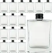 [PackMyProduct] 16 x 200ml Clear Rectangular Glass Bottles with Black Aluminum Caps | Heavy Base Empty Glass Bottle for Liqueurs, Cocktails, Oils, Dressings, Vinegars, Limoncello | Perfect for Gifts