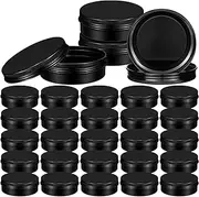 100 Pack Metal Tins 4 oz Aluminum Containers Screw Top Round Tin Cans with Lids for Cosmetic Lip Balm DIY Salves Candles Wax (Black), Black
