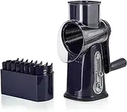 5-in-1 Rotary Cheese Grater with Handle – Stainless Steel Blades, Vegetable Slicer & Shredder, Nut Grinder, Carrot & Cabbage Grater, Easy-to-Clean Kitchen Tool (Purple)