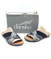 Dansko Women's Joanna Strappy Slide Sandal Black Multi Size 39 US 8.5/9
