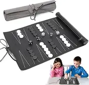 CEWROM Backgammon Set, Made of Faux Leather, Classic Backgammon Board Game, Portable Travel Strategy Backgammon, Game Classic Tavla as Roll Board Game, Rollable