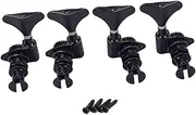 Kisangel Ukulele Tuning Pegs Set Nickel Machine Heads with Ferrules Screws Durable Black Acoustic Ukulele Tuners for String