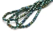 100 Electric Green Iris Czech Glass Faceted Beads 4MM