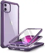 i-Blason Ares Case for iPhone 11 6.1 inch (2019 Release), Dual Layer Rugged Clear Bumper Case with Built-in Screen Protector (Purple)