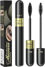 Tubing Mascara, Waterproof and Smudge-Proof 2-1 Long Lasting Black Mascara Volumizing and Lengthening Eye Makeup, No Clumping, Curled Eyelashes