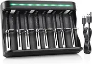 AA Battery Charger,8 Bay C Battery Charger for AAA/AA/SC/C/D Ni-MH Ni-CD Batteries (USB Fast Charging, Independent Slot)