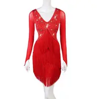 在飛比找ETMall東森購物網優惠-加密流蘇拉丁舞表演比賽服倫巴恰恰跳舞裙子成人拉丁舞連衣裙新款
