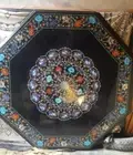 42" Black Marble Console Coffee Table Multi Stone Floral Inlay Art Marquetry Dec