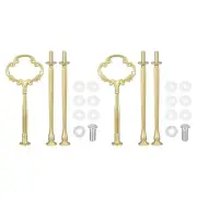2 Set 3-Tier Cupcake Stand Hardware Fitting for Cake Stand, Flower Gold