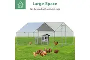 Costway Large Chicken Coop 4x3x1.95m Walk-in Cage Run Rabbit Hutch Outdoor Bunny Hen House Ferret Pet Enclosure Galvanized Steel