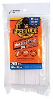 Gorilla Hot Glue Sticks, Mini Size, 4" Long x .27" Diameter, 30 Count, Clear