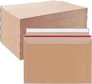 SENENQU 100 Pack A5 Cardboard Envelopes, 250 x 165mm Peel & Seal Book Mailer, 300gsm Rip & Strip Open Postal Envelope